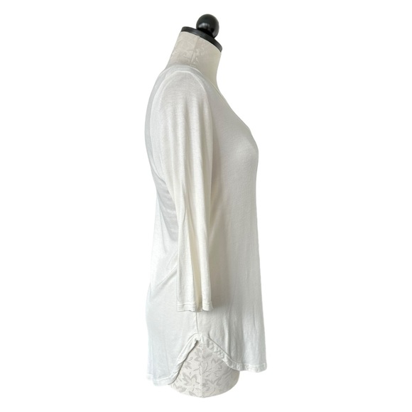 P.S. Kate Anna Criss Cross Top Semi Sheer Off White Tunic 3/4 Sleeve Size M - Picture 2 of 10